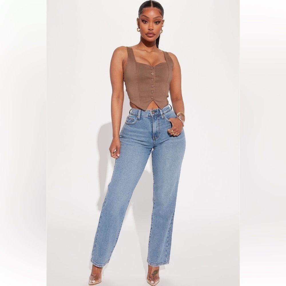 Fashion nova NEW light blue straight leg jeans